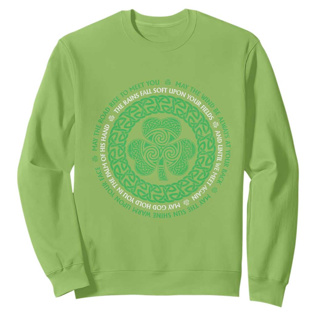 Irish Blessing May The Road Rise To Meet You Sweatshirt Celtic Knot Shamrock TS11 Lime Print Your Wear