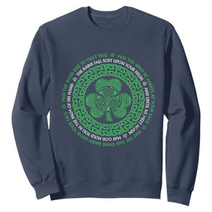 Irish Blessing May The Road Rise To Meet You Sweatshirt Celtic Knot Shamrock TS11 Navy Print Your Wear