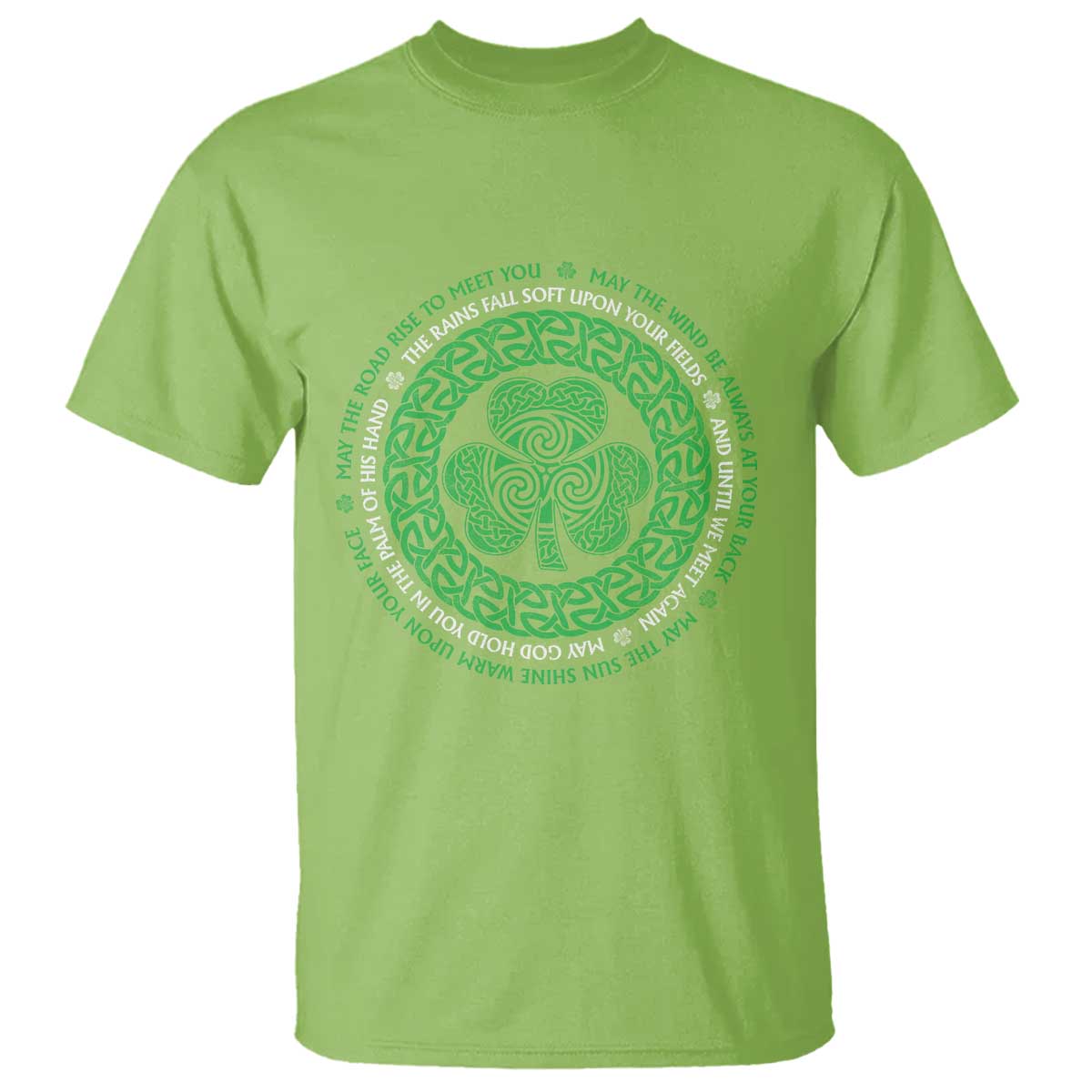 Irish Blessing May The Road Rise To Meet You T Shirt Celtic Knot Shamrock TS11 Lime Print Your Wear