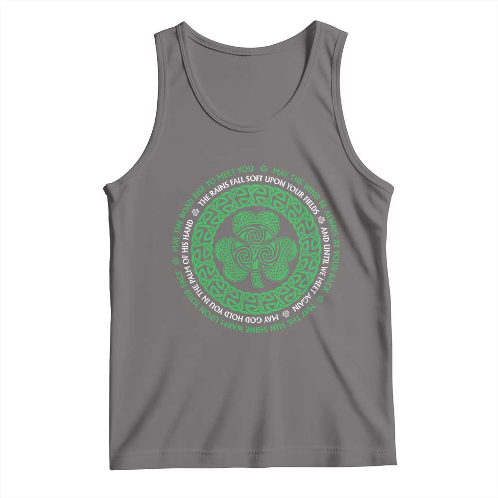 Irish Blessing May The Road Rise To Meet You Tank Top Celtic Knot Shamrock TS11 Deep Heather Print Your Wear