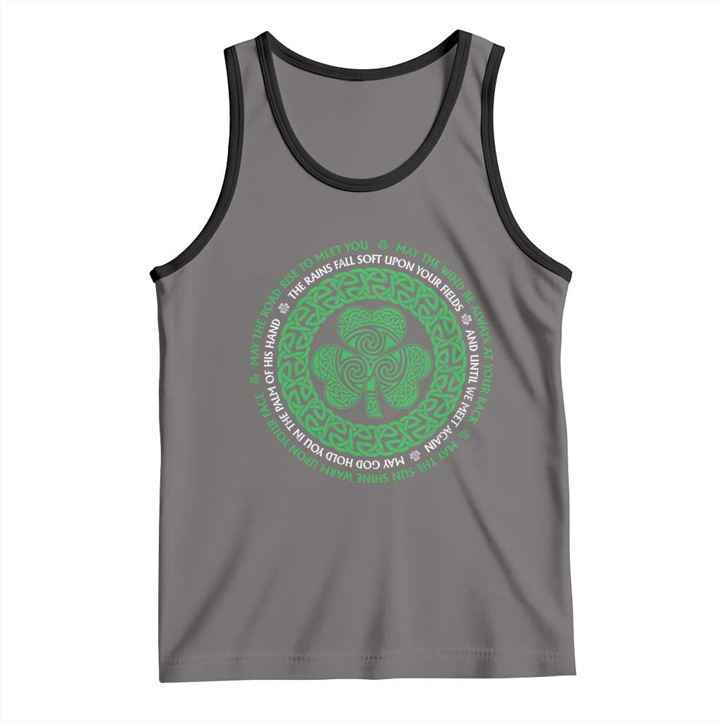 Irish Blessing May The Road Rise To Meet You Tank Top Celtic Knot Shamrock TS11 Deep Heather Black Print Your Wear