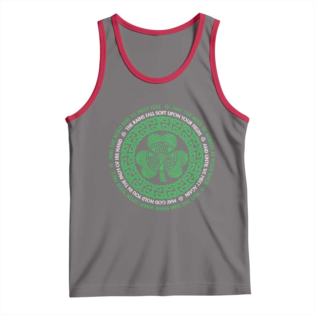 Irish Blessing May The Road Rise To Meet You Tank Top Celtic Knot Shamrock TS11 Deep Heather Red Print Your Wear