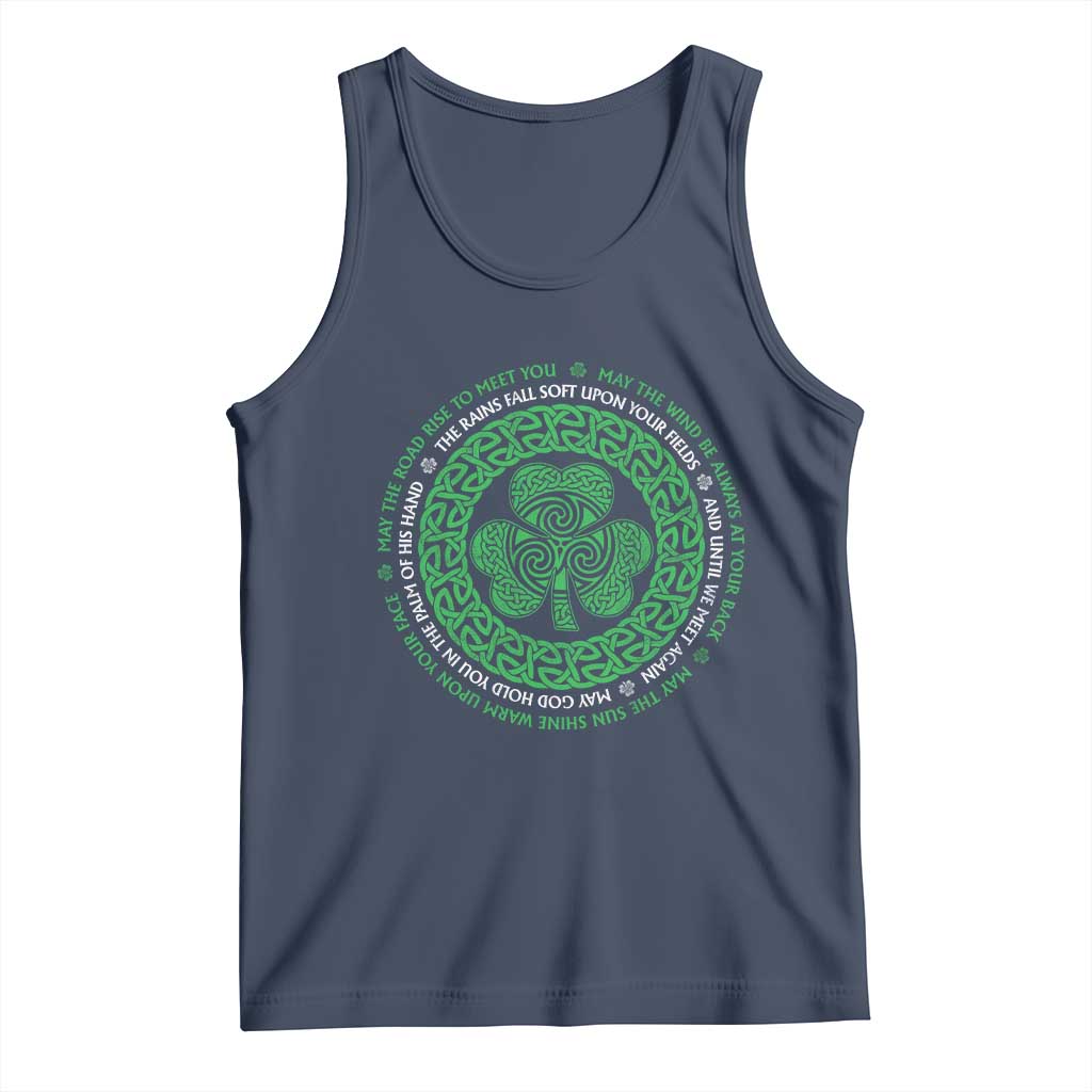 Irish Blessing May The Road Rise To Meet You Tank Top Celtic Knot Shamrock TS11 Navy Print Your Wear