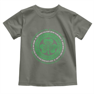 Irish Blessing May The Road Rise To Meet You Toddler T Shirt Celtic Knot Shamrock TS11 Military Green Print Your Wear