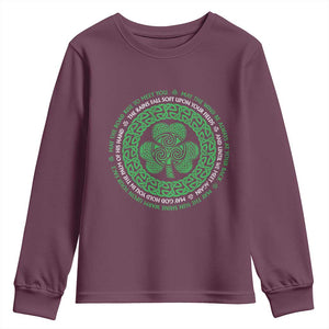 Irish Blessing May The Road Rise To Meet You Youth Sweatshirt Celtic Knot Shamrock TS11 Maroon Print Your Wear