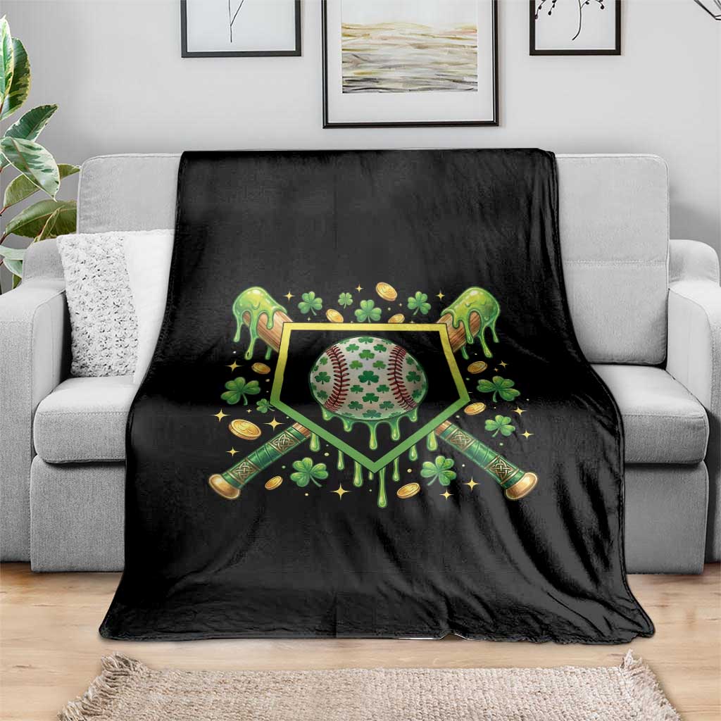 St Patricks Day Baseball Ice Cream Drip Home Plate Throw Blanket TS11 Print Your Wear