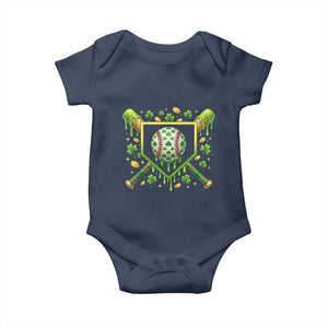 St Patricks Day Baseball Ice Cream Drip Home Plate Baby Onesie TS11 Navy Print Your Wear