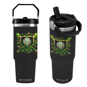 St Patricks Day Baseball Ice Cream Drip Home Plate Flip Straw Tumbler TS11 One Size: 30 oz Black Print Your Wear