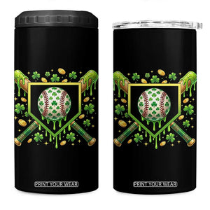 St Patricks Day Baseball Ice Cream Drip Home Plate 4 in 1 Can Cooler Tumbler TS11 One Size: 16 oz Black Print Your Wear