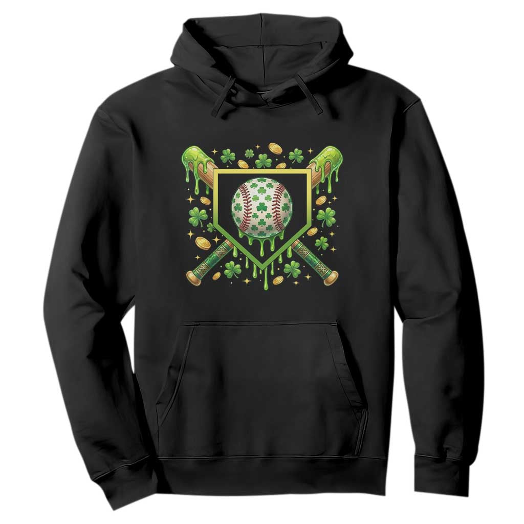 St Patricks Day Baseball Ice Cream Drip Home Plate Hoodie TS11 Black Print Your Wear