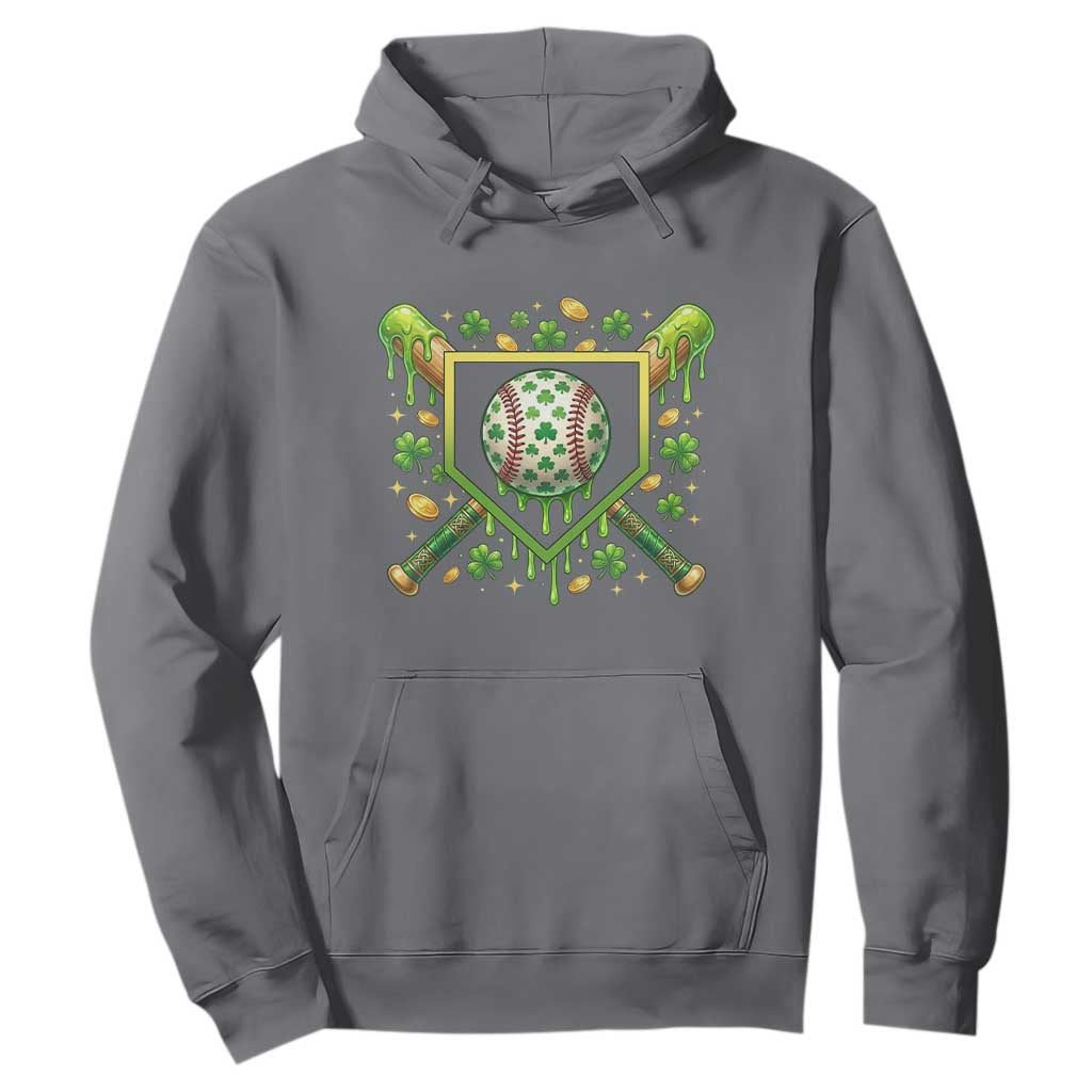 St Patricks Day Baseball Ice Cream Drip Home Plate Hoodie TS11 Charcoal Print Your Wear