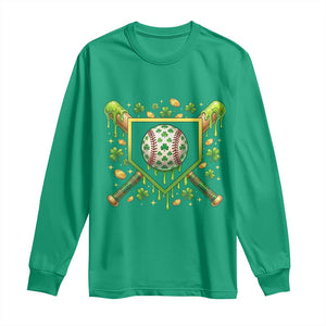 St Patricks Day Baseball Ice Cream Drip Home Plate Long Sleeve Shirt TS11 Irish Green Print Your Wear