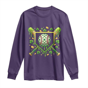 St Patricks Day Baseball Ice Cream Drip Home Plate Long Sleeve Shirt TS11 Purple Print Your Wear