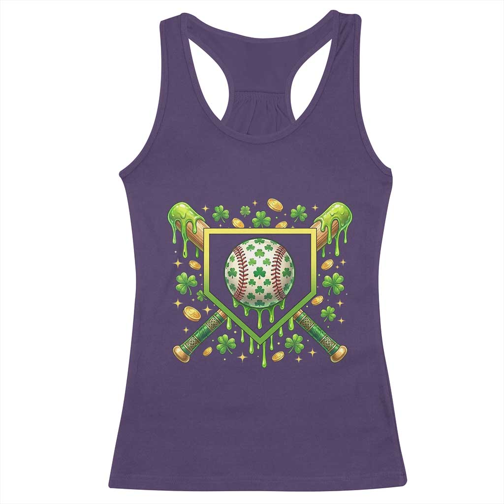 St Patricks Day Baseball Ice Cream Drip Home Plate Racerback Tank Top TS11 Purple Print Your Wear