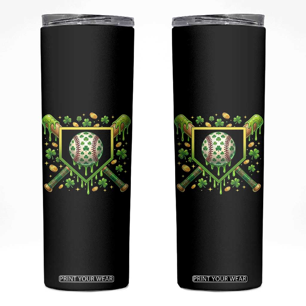 St Patricks Day Baseball Ice Cream Drip Home Plate Skinny Tumbler TS11 Black Print Your Wear