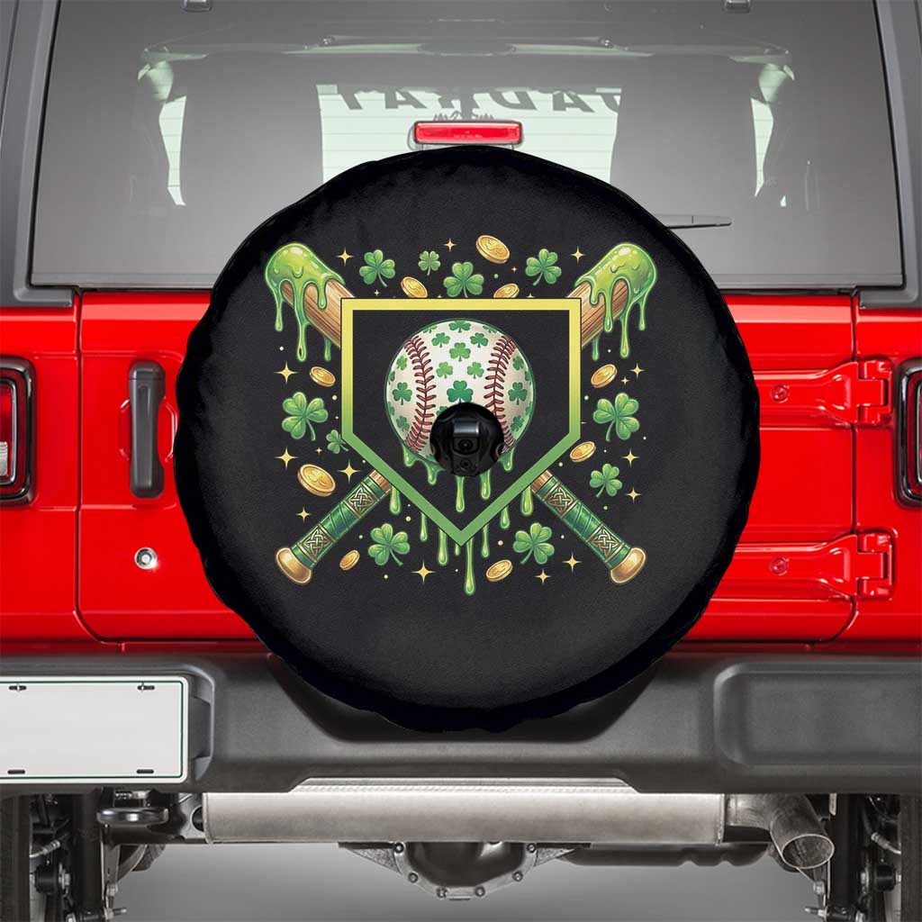 St Patricks Day Baseball Ice Cream Drip Home Plate Spare Tire Cover TS11 Black Print Your Wear