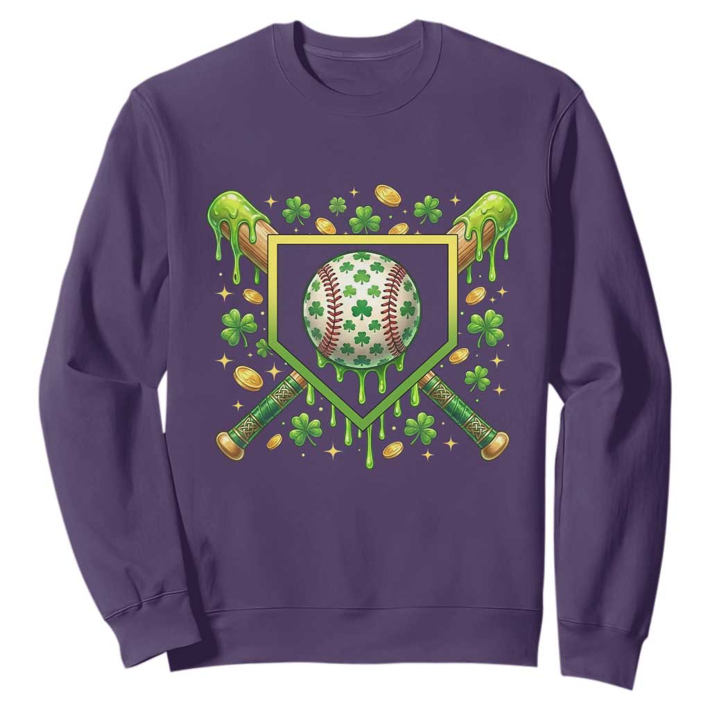 St Patricks Day Baseball Ice Cream Drip Home Plate Sweatshirt TS11 Purple Print Your Wear
