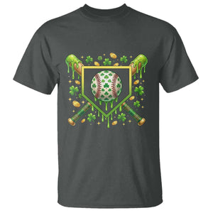 St Patricks Day Baseball Ice Cream Drip Home Plate T Shirt TS11 Dark Heather Print Your Wear