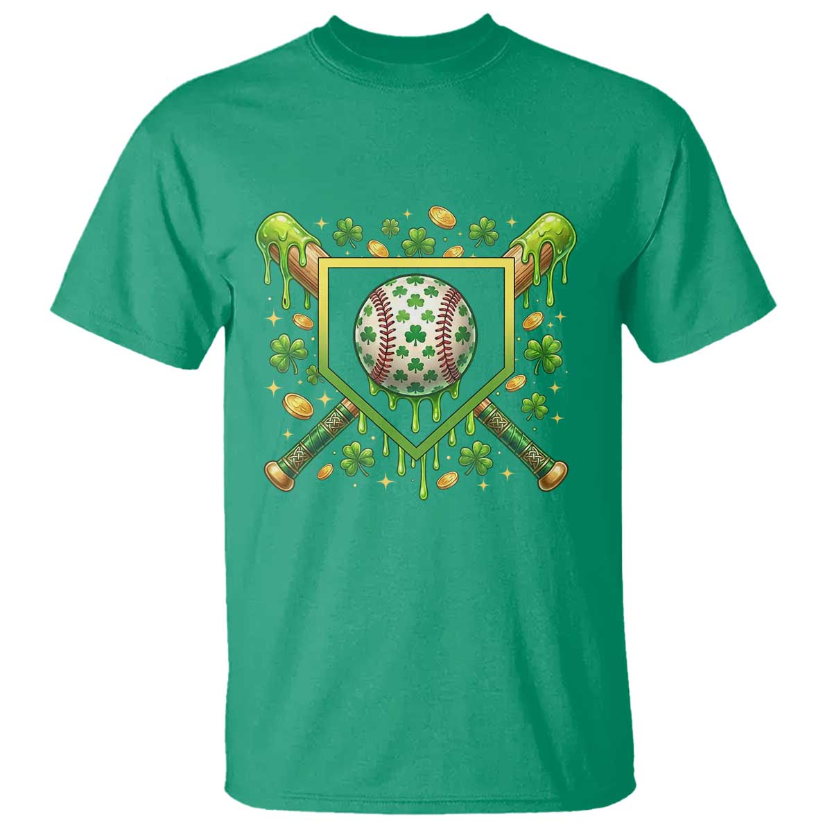 St Patricks Day Baseball Ice Cream Drip Home Plate T Shirt TS11 Irish Green Print Your Wear