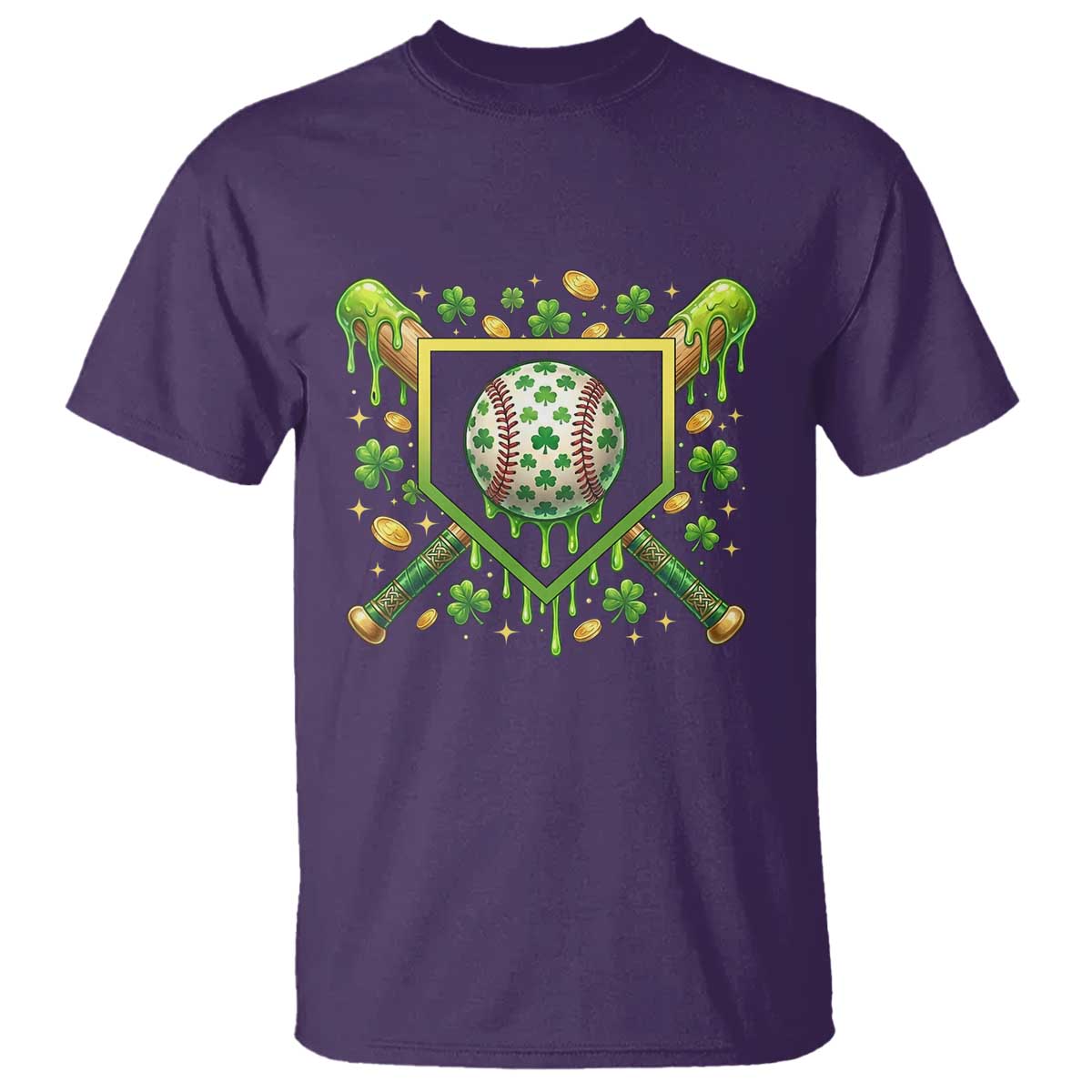 St Patricks Day Baseball Ice Cream Drip Home Plate T Shirt TS11 Purple Print Your Wear