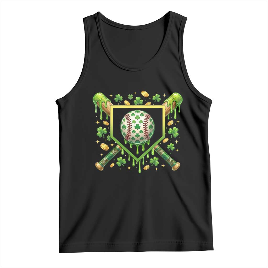 St Patricks Day Baseball Ice Cream Drip Home Plate Tank Top TS11 Black Print Your Wear