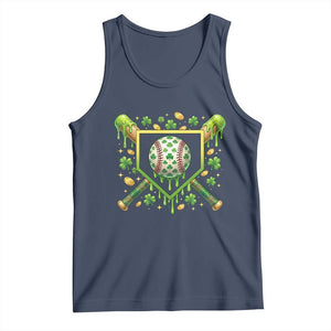 St Patricks Day Baseball Ice Cream Drip Home Plate Tank Top TS11 Navy Print Your Wear