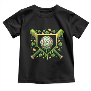 St Patricks Day Baseball Ice Cream Drip Home Plate Toddler T Shirt TS11 Black Print Your Wear
