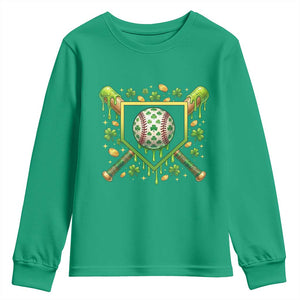 St Patricks Day Baseball Ice Cream Drip Home Plate Youth Sweatshirt TS11 Irish Green Print Your Wear