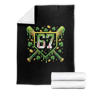 Funny St Patricks Day 67 Six Seven Baseball Ice Cream Drip Throw Blanket TS11 Black Print Your Wear