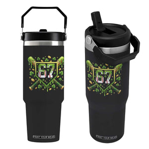 Funny St Patricks Day 67 Six Seven Baseball Ice Cream Drip Flip Straw Tumbler TS11 One Size: 30 oz Black Print Your Wear