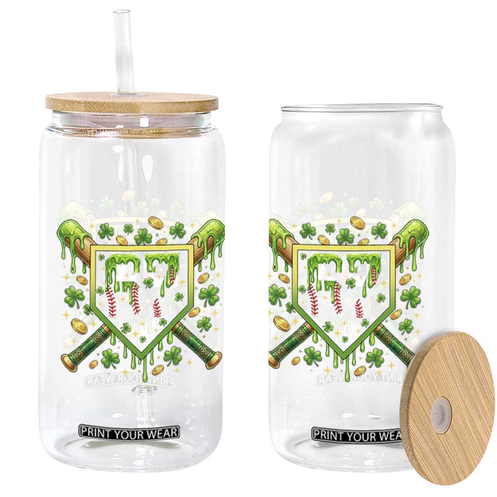 Funny St Patricks Day 67 Six Seven Baseball Ice Cream Drip Glass Can TS11 Print Your Wear