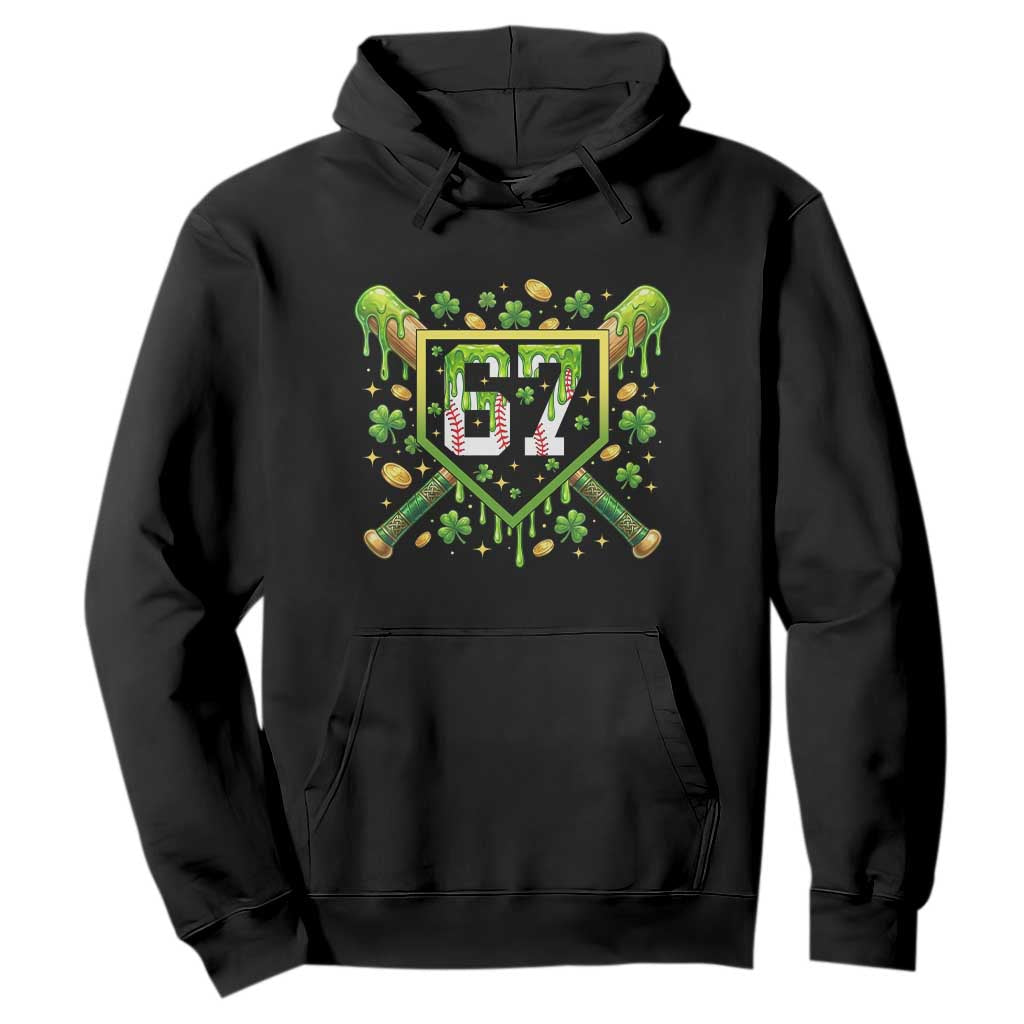 Funny St Patricks Day 67 Six Seven Baseball Ice Cream Drip Hoodie TS11 Black Print Your Wear