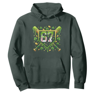 Funny St Patricks Day 67 Six Seven Baseball Ice Cream Drip Hoodie TS11 Dark Forest Green Print Your Wear