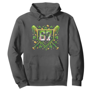 Funny St Patricks Day 67 Six Seven Baseball Ice Cream Drip Hoodie TS11 Dark Heather Print Your Wear