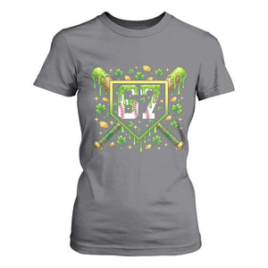 Funny St Patricks Day 67 Six Seven Baseball Ice Cream Drip T Shirt For Women TS11 Charcoal Print Your Wear