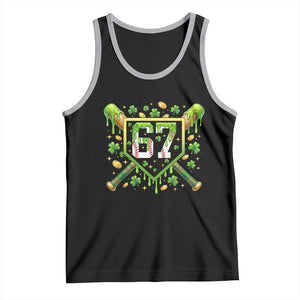 Funny St Patricks Day 67 Six Seven Baseball Ice Cream Drip Tank Top TS11 Black Athletic Heather Print Your Wear