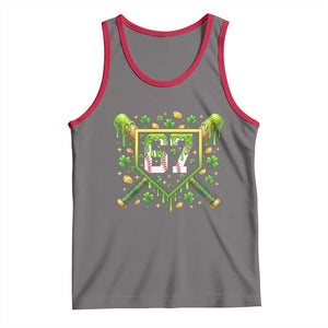 Funny St Patricks Day 67 Six Seven Baseball Ice Cream Drip Tank Top TS11 Deep Heather Red Print Your Wear