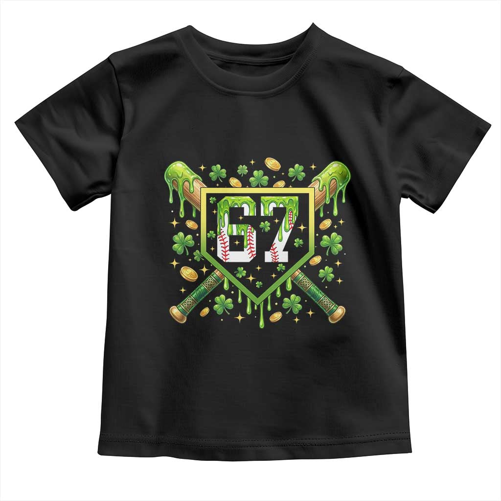 Funny St Patricks Day 67 Six Seven Baseball Ice Cream Drip Toddler T Shirt TS11 Black Print Your Wear