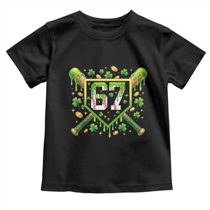 Funny St Patricks Day 67 Six Seven Baseball Ice Cream Drip Toddler T Shirt TS11 Black Print Your Wear