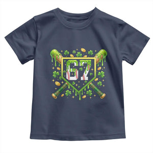 Funny St Patricks Day 67 Six Seven Baseball Ice Cream Drip Toddler T Shirt TS11 Navy Print Your Wear