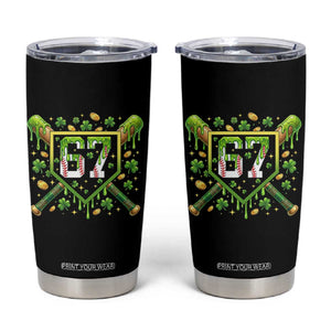 Funny St Patricks Day 67 Six Seven Baseball Ice Cream Drip Tumbler Cup TS11 Black Print Your Wear
