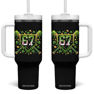 Funny St Patricks Day 67 Six Seven Baseball Ice Cream Drip Tumbler With Handle TS11 One Size: 40 oz Black Print Your Wear