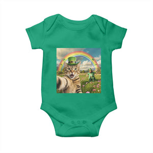 St Patricks Day Cat Selfie with Leprechaun Baby Onesie TS11 Irish Green Print Your Wear