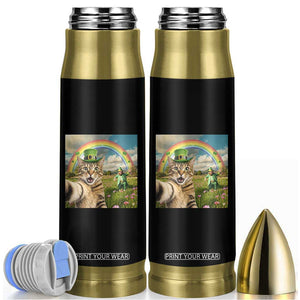St Patricks Day Cat Selfie with Leprechaun Bullet Tumbler TS11 Black Print Your Wear