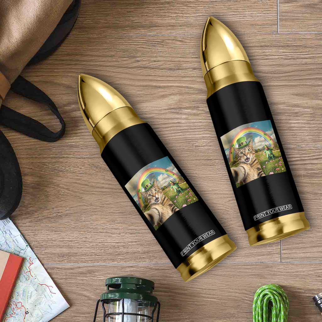 St Patricks Day Cat Selfie with Leprechaun Bullet Tumbler TS11 Print Your Wear