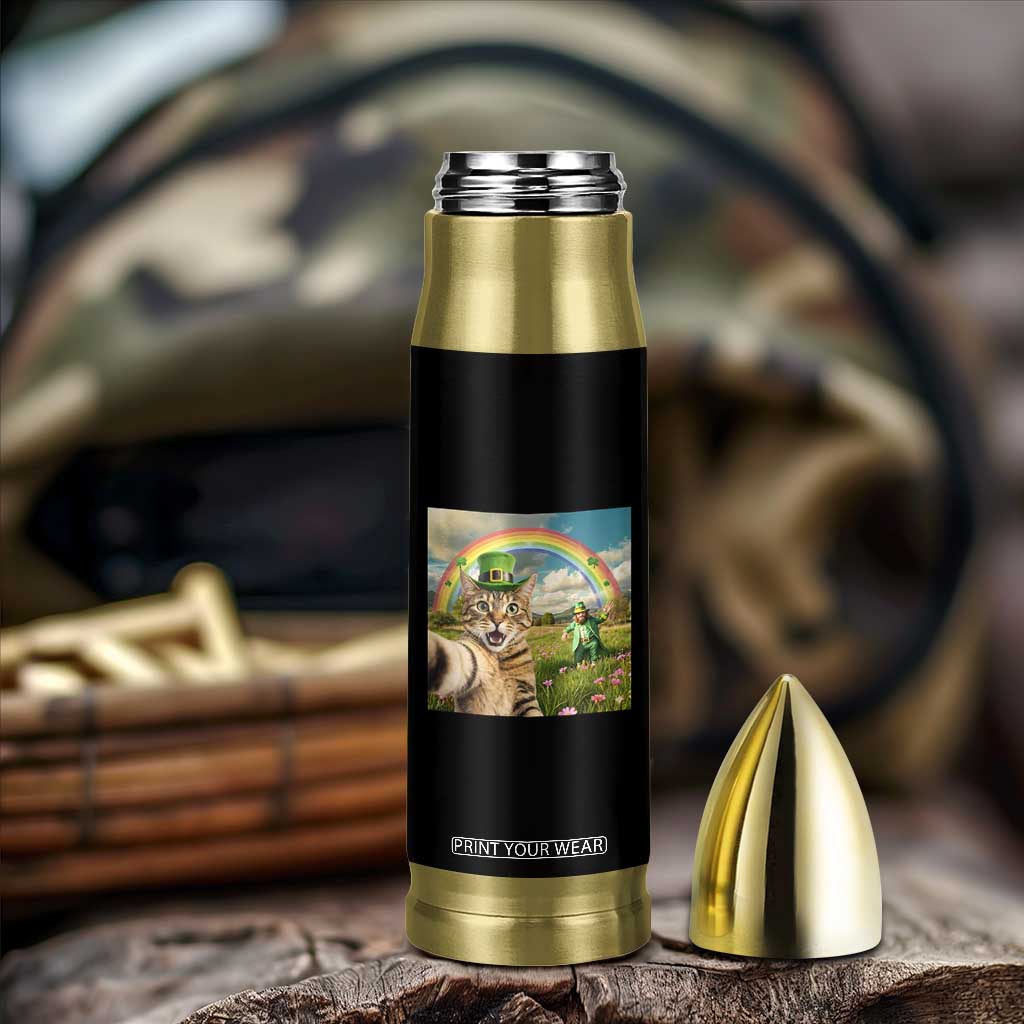 St Patricks Day Cat Selfie with Leprechaun Bullet Tumbler TS11 Print Your Wear