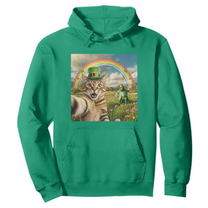 St Patricks Day Cat Selfie with Leprechaun Hoodie TS11 Irish Green Print Your Wear