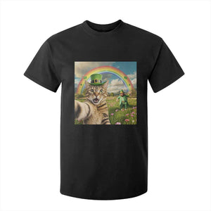 St Patricks Day Cat Selfie with Leprechaun T Shirt For Kid TS11 Black Print Your Wear