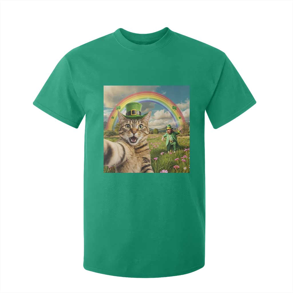 St Patricks Day Cat Selfie with Leprechaun T Shirt For Kid TS11 Irish Green Print Your Wear