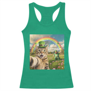 St Patricks Day Cat Selfie with Leprechaun Racerback Tank Top TS11 Irish Green Print Your Wear